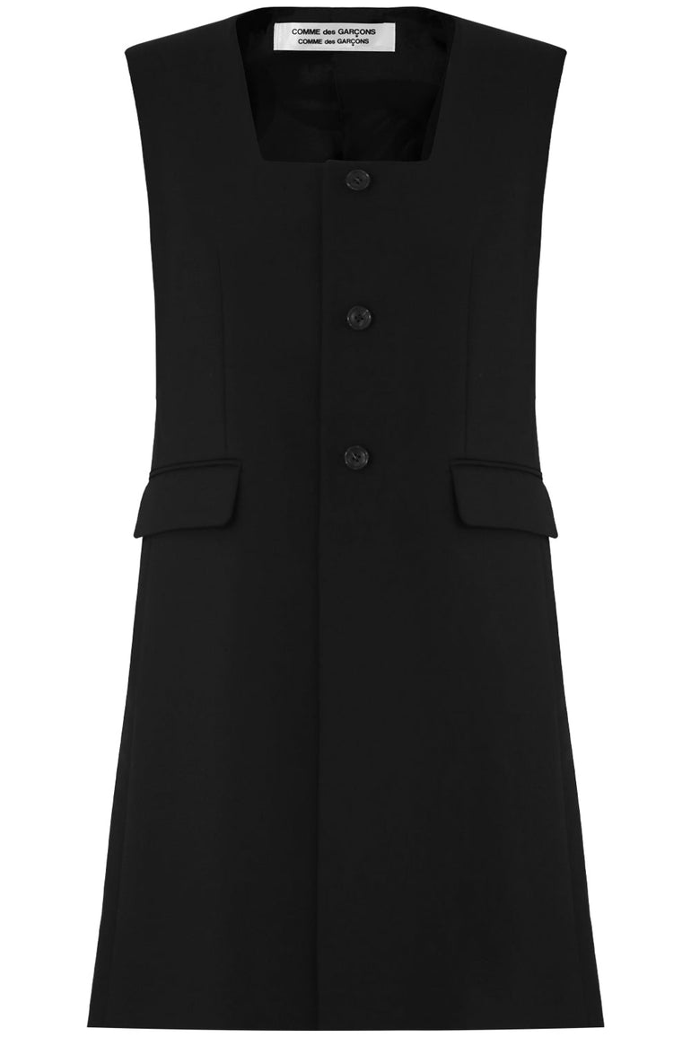 COMME DES GARCONS RTW LONGLINE BUTTONED S/LESS JACKET BLACK