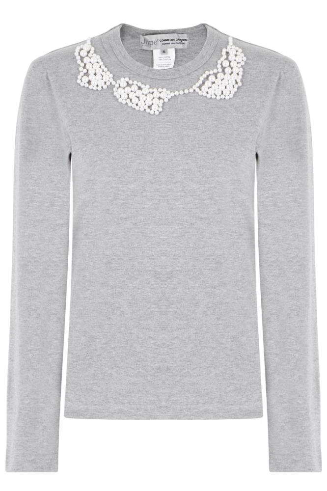 COMME DES GARCONS RTW GREY / JP L PEARL EMBROIDERED T-SHIRT GREY