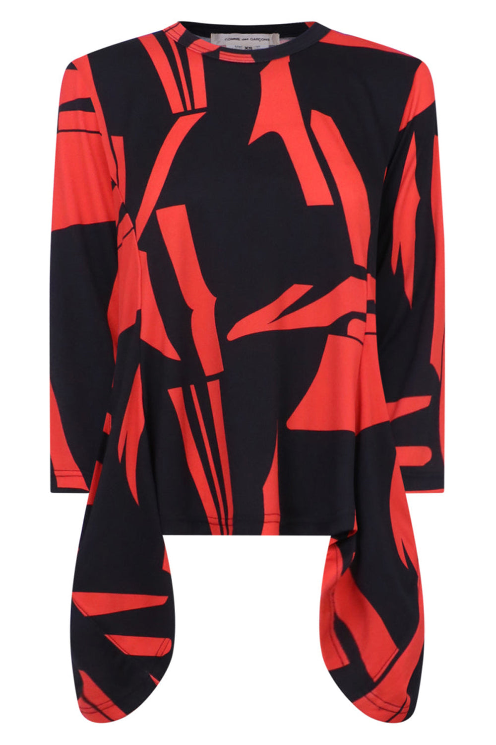 COMME DES GARCONS RTW PRINT TOP WITH DROP SIDE PANELS | BLACK/RED