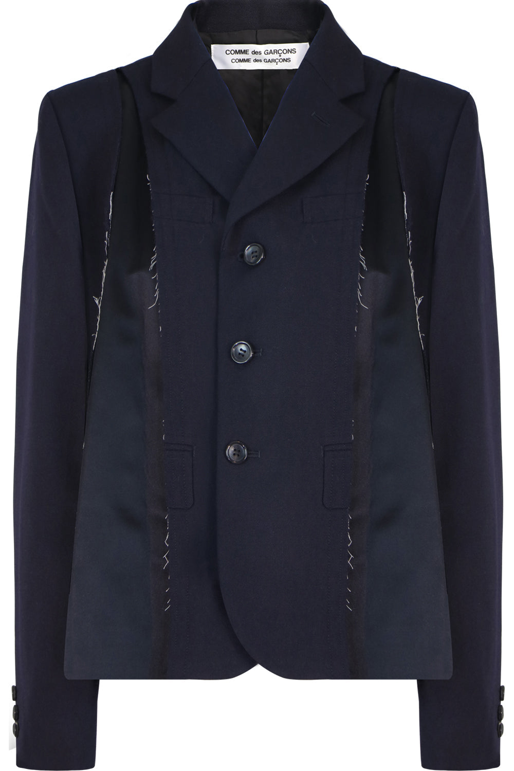 COMME DES GARCONS RTW RAW FINISHED BLAZER NAVY