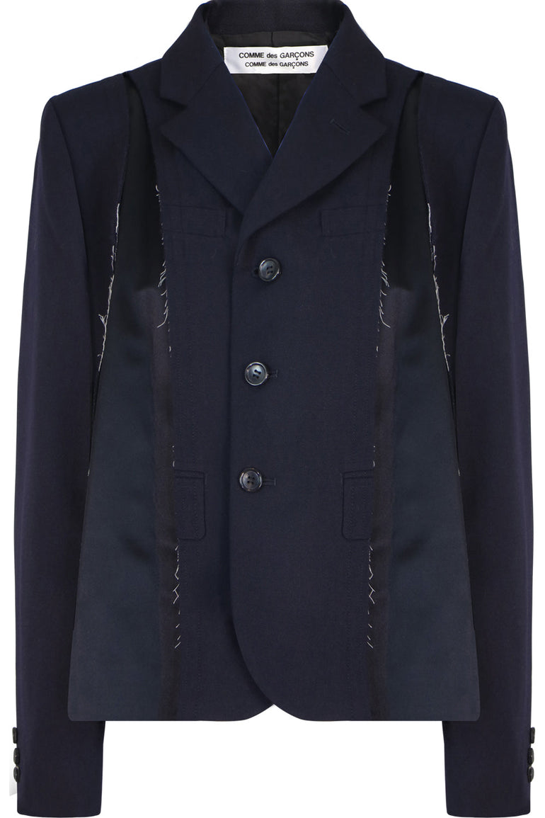 COMME DES GARCONS RTW RAW FINISHED BLAZER NAVY