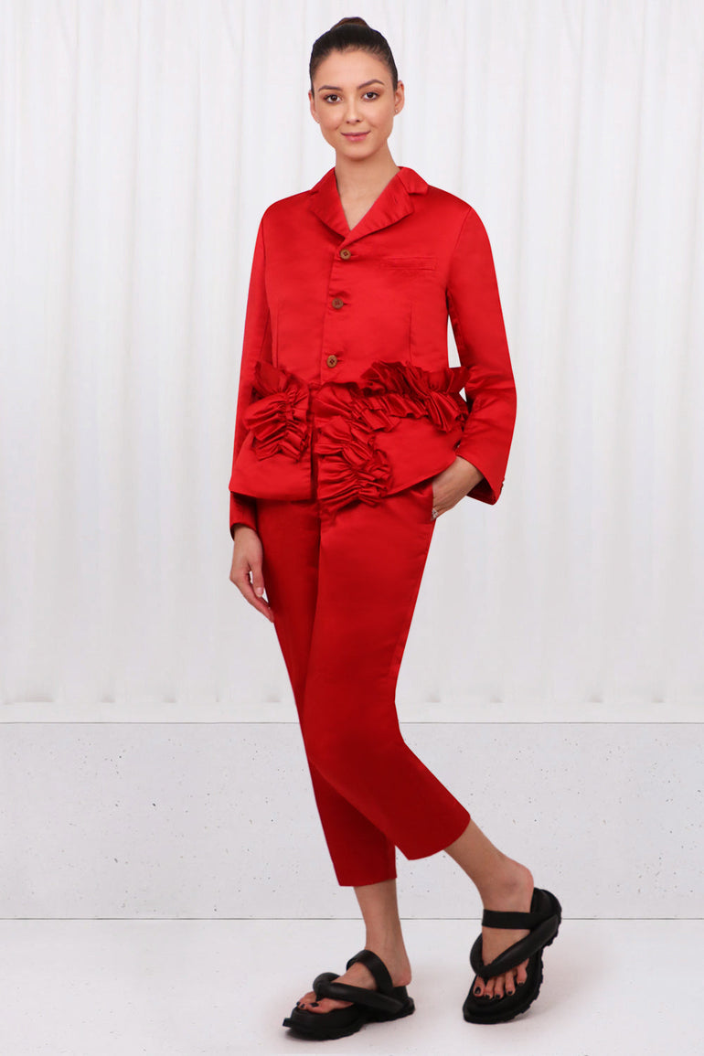 COMME DES GARCONS RTW RUCHED HEM BLAZER | RED