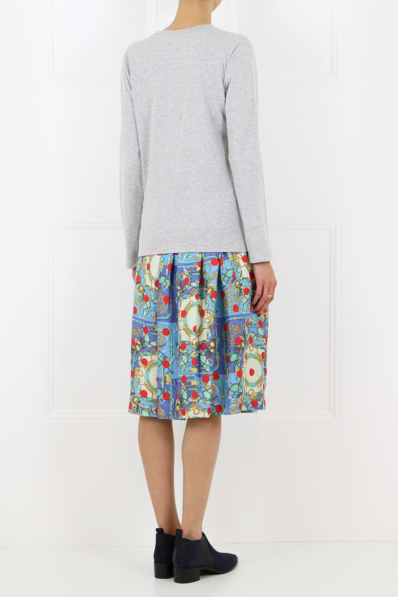 COMME DES GARCONS RTW SCARF PRINT SKIRT BLUE