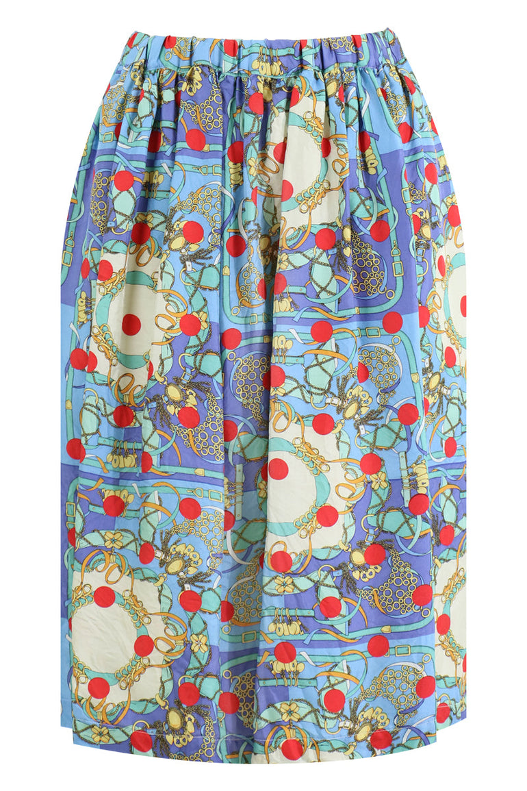 COMME DES GARCONS RTW SCARF PRINT SKIRT BLUE