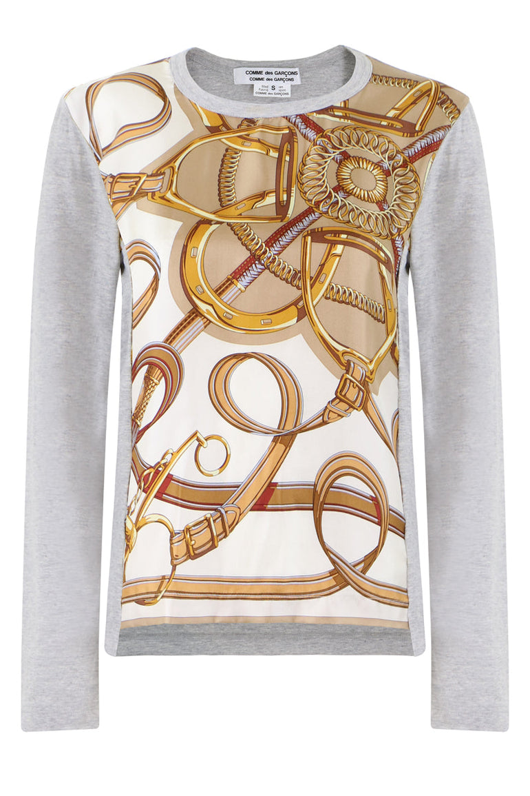 COMME DES GARCONS RTW SCARF PRINT T-SHIRT GREY