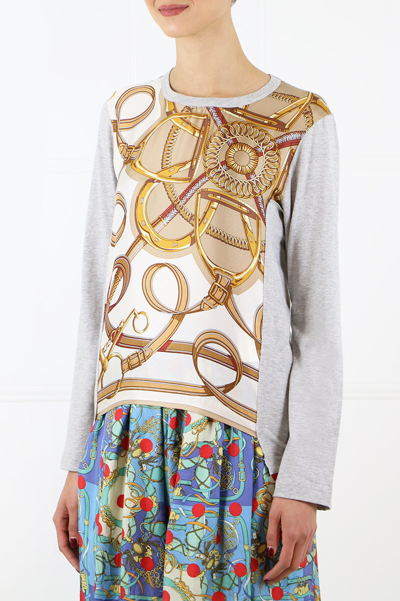 COMME DES GARCONS RTW SCARF PRINT T-SHIRT GREY