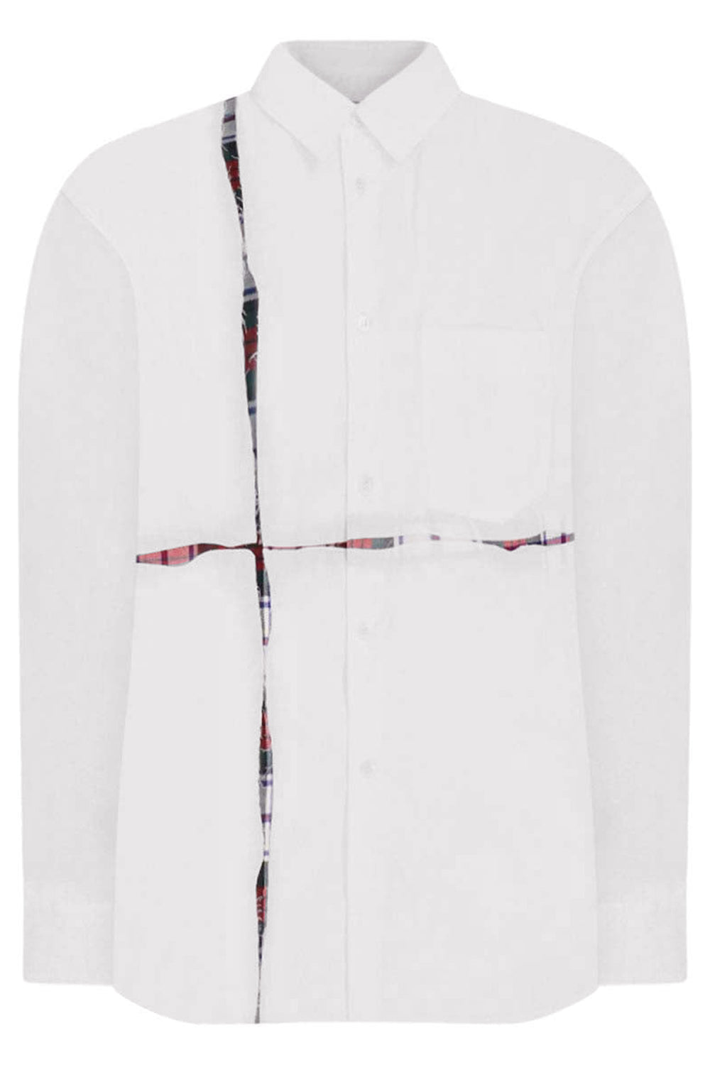 COMME DES GARCONS RTW SHIRT WITH TARTAN DETAILING | WHITE