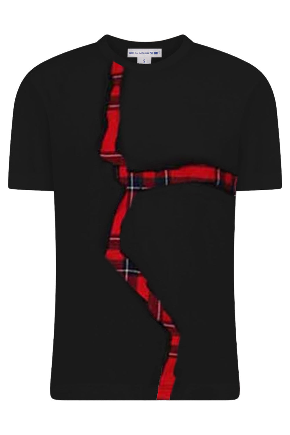 COMME DES GARCONS SHIRT RTW T-SHIRT WITH UNDERLAY RED CROSS | BLACK