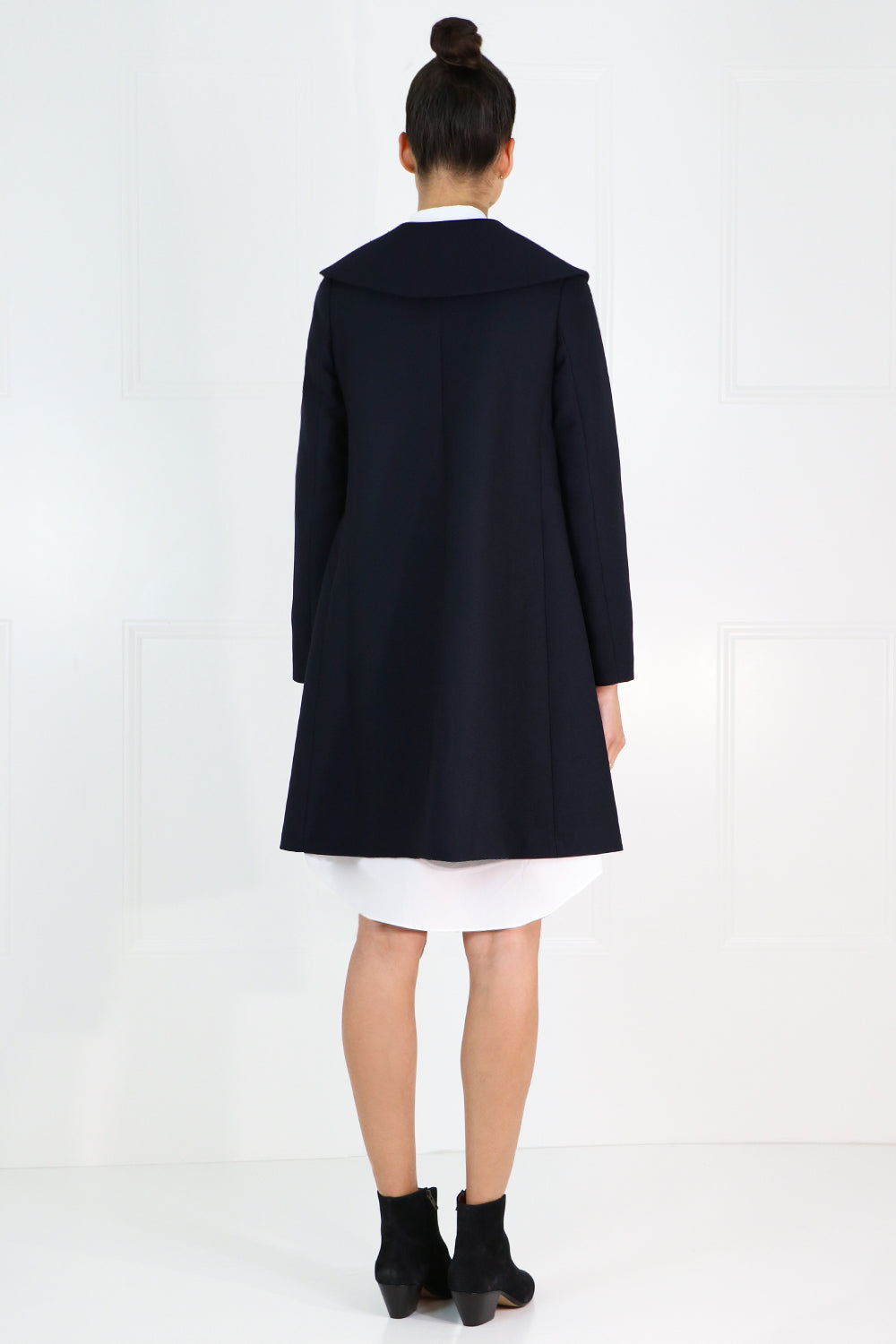 COMME DES GARCONS RTW VELVET CROSS EMBROIDERED COAT NAVY