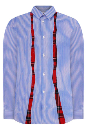 COMME DES GARCONS SHIRTS SHIRT WITH UNDERLAY PATCHWORK | BLUE/RED