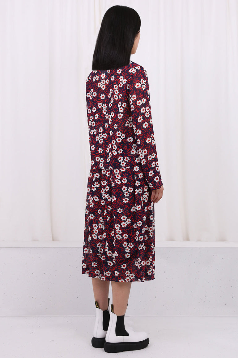 COMME DES GARCONS TOPS L/S FLOWER PRINT BLOUSE NAVY/REDL/S FLOWER PRINT BLOUSE NAVY/RED