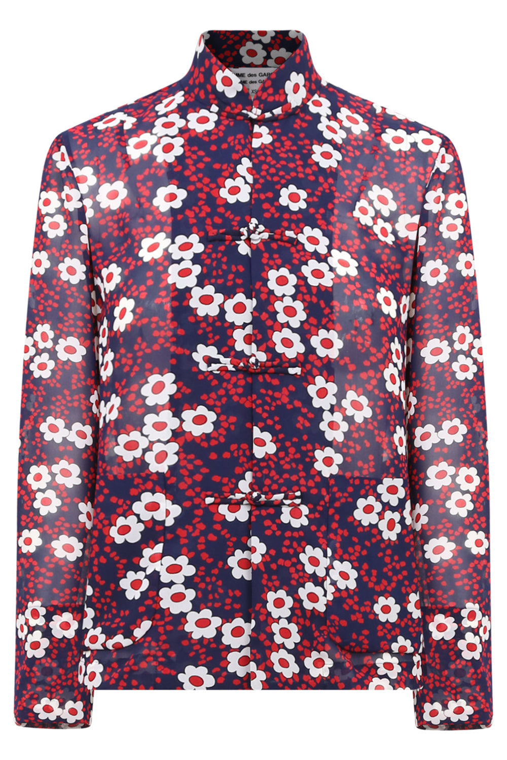 COMME DES GARCONS TOPS L/S FLOWER PRINT BLOUSE NAVY/REDL/S FLOWER PRINT BLOUSE NAVY/RED