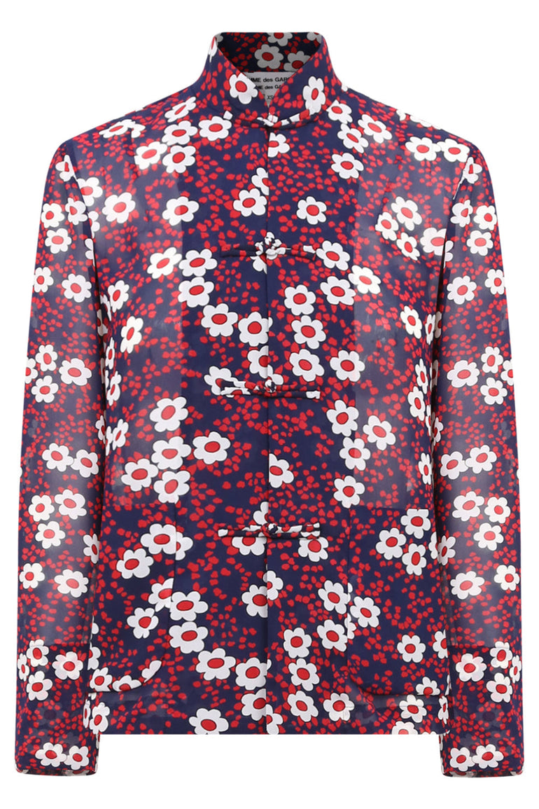 COMME DES GARCONS TOPS L/S FLOWER PRINT BLOUSE NAVY/REDL/S FLOWER PRINT BLOUSE NAVY/RED