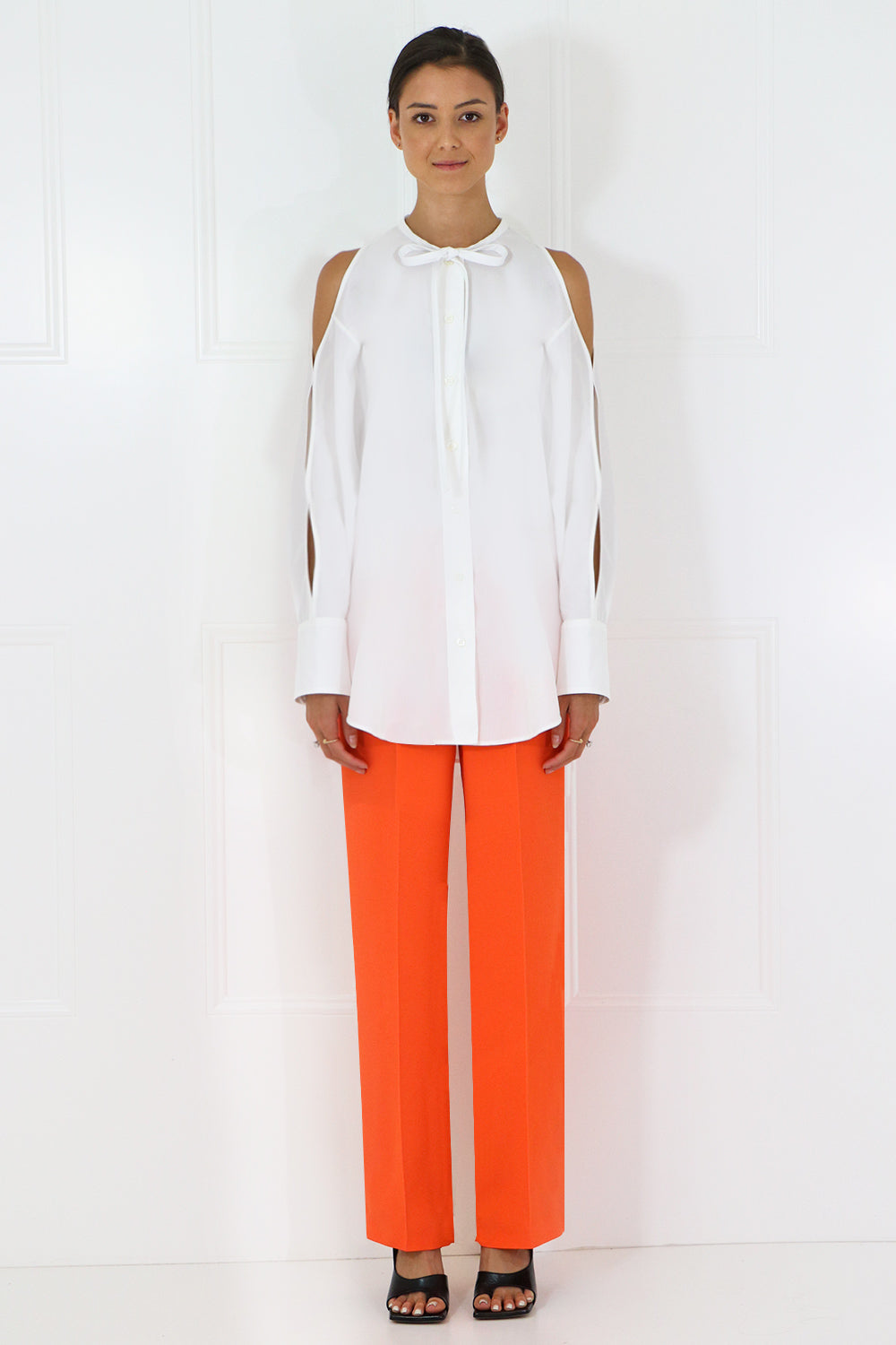 COURREGES RTW COLD SHOULDER TIE UP BLOUSE L/S WHITE
