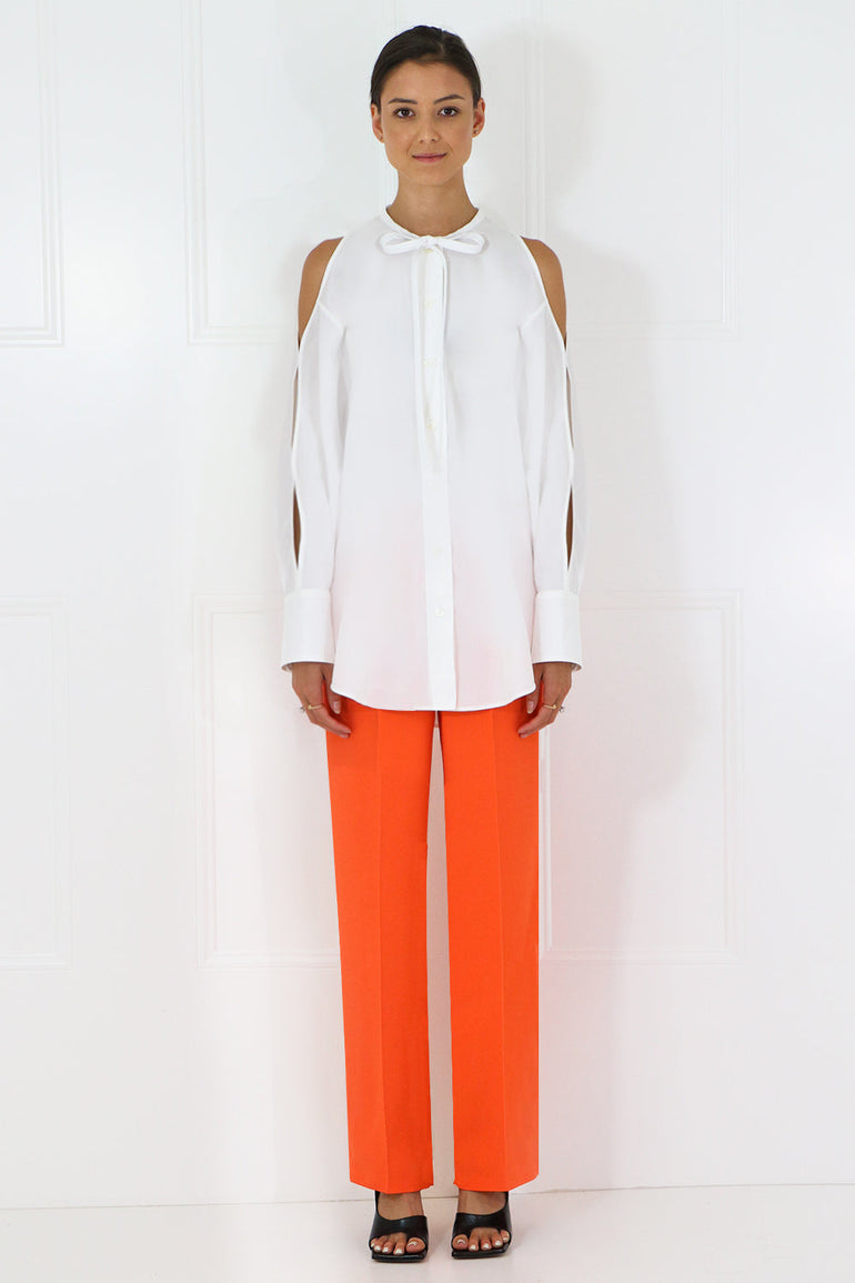 COURREGES RTW COLD SHOULDER TIE UP BLOUSE L/S WHITE