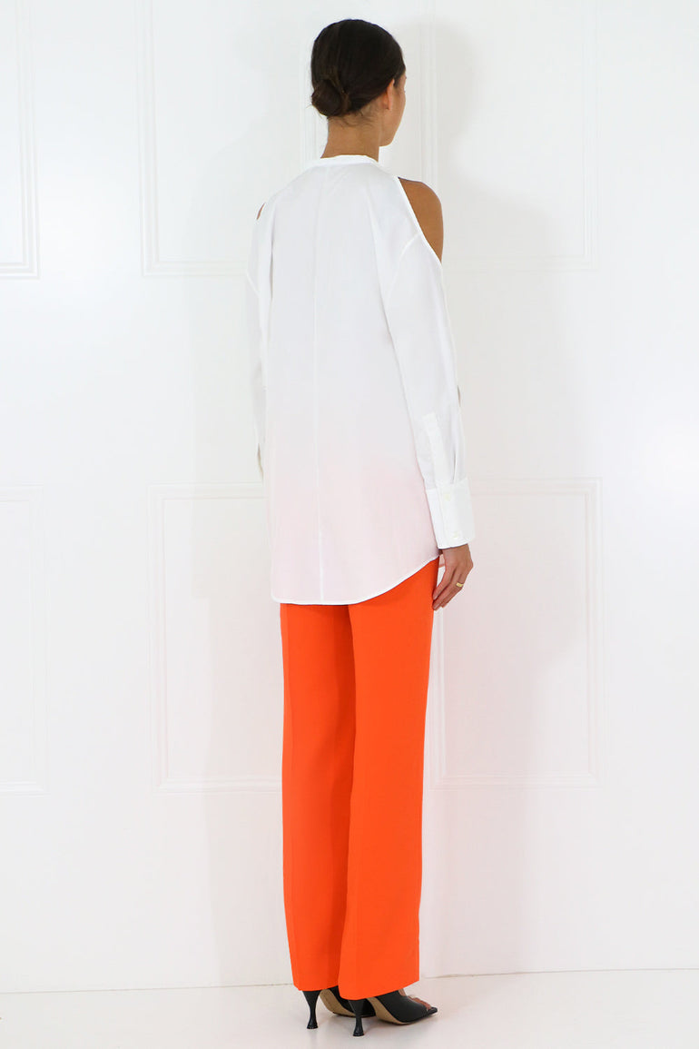 COURREGES RTW COLD SHOULDER TIE UP BLOUSE L/S WHITE