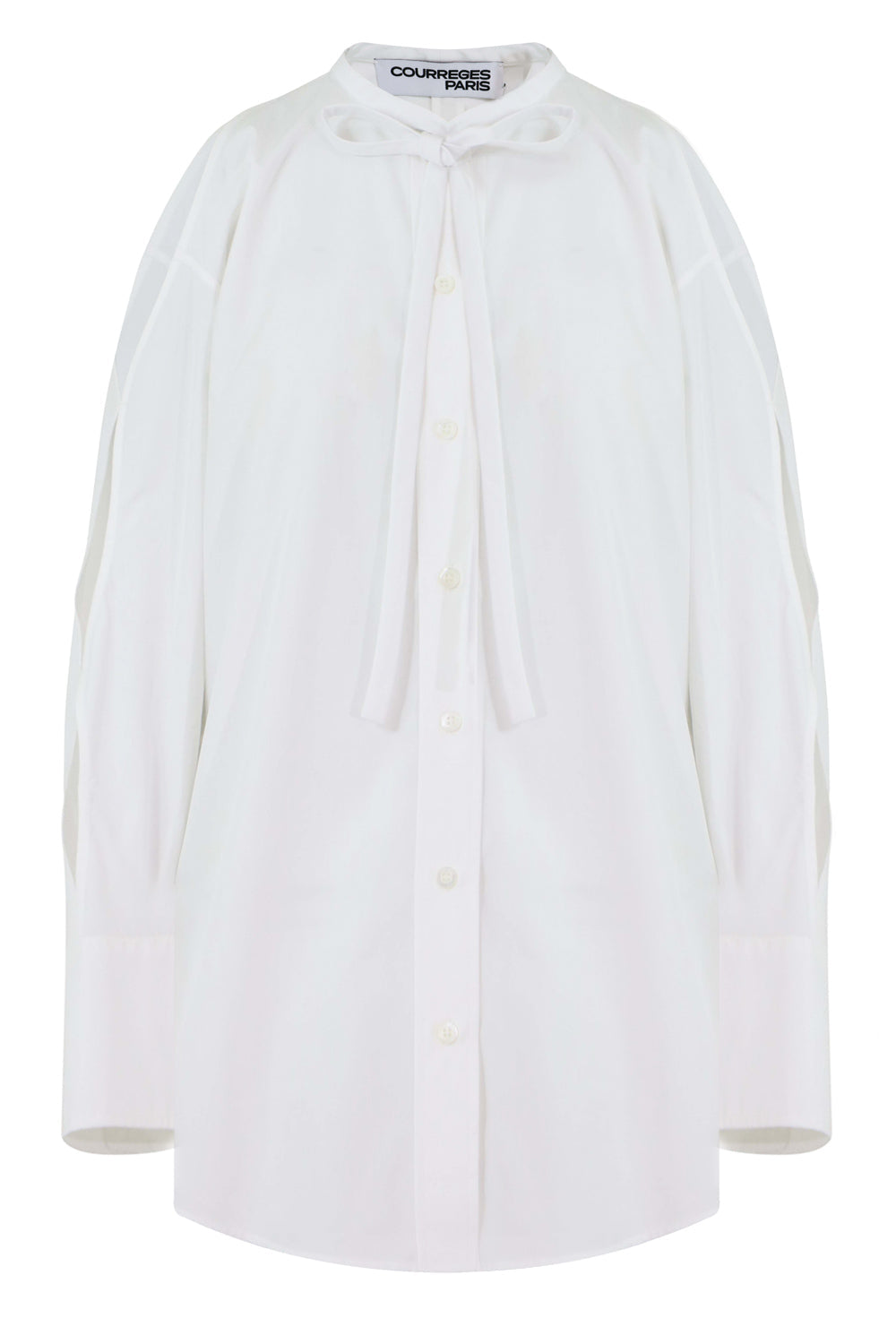 COURREGES RTW COLD SHOULDER TIE UP BLOUSE L/S WHITE