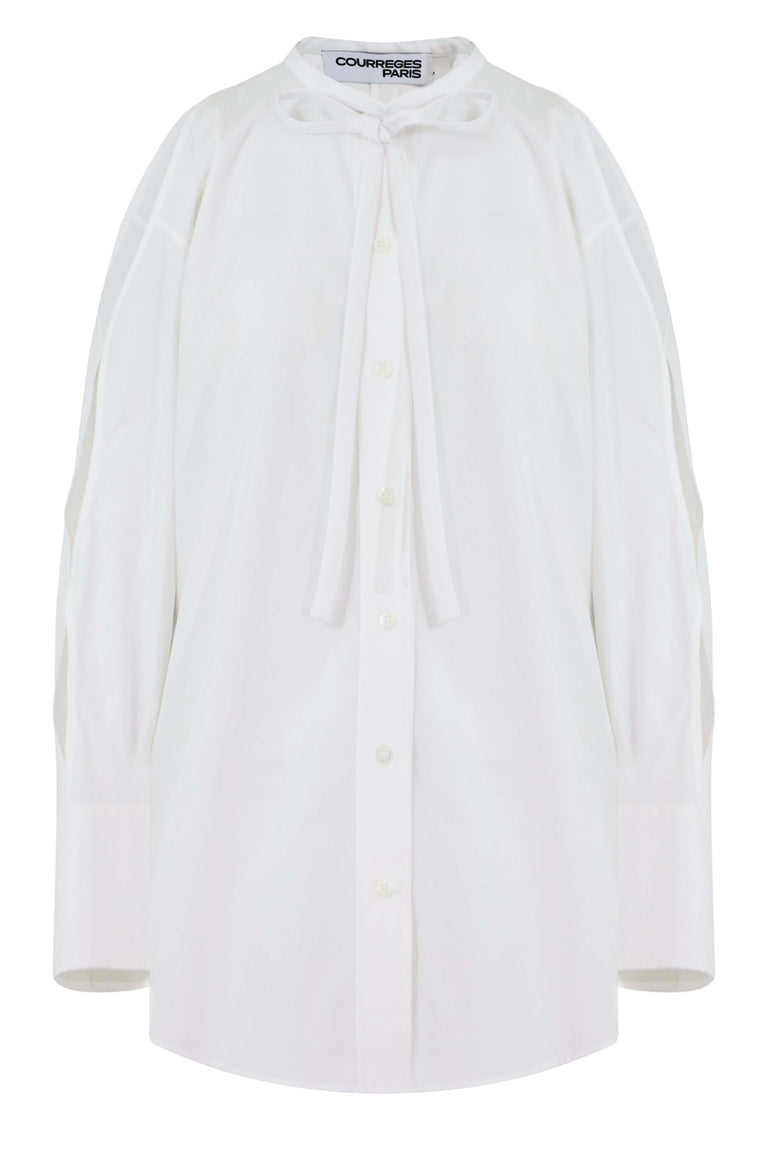 COURREGES RTW COLD SHOULDER TIE UP BLOUSE L/S WHITE