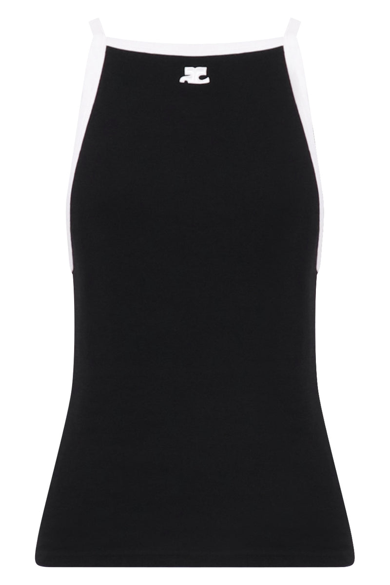 COURREGES RTW CONTRAST RIB TANK TOP | BLACK/HERITAGE WHITE