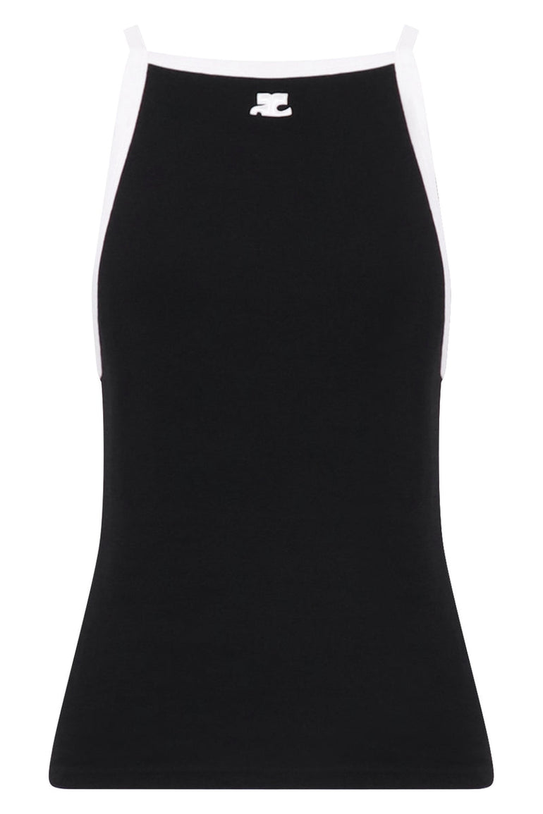 COURREGES RTW CONTRAST RIB TANK TOP | BLACK/HERITAGE WHITE