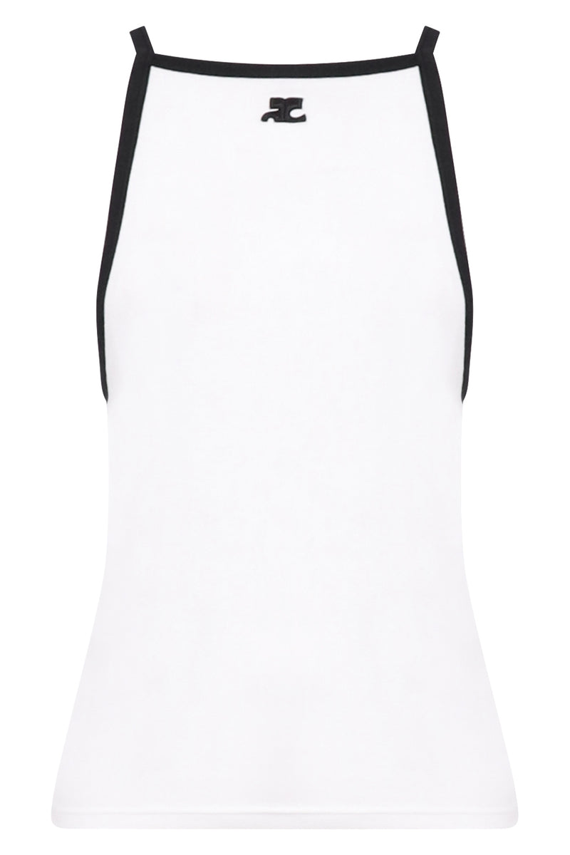 COURREGES CONTRAST RIB TANK TOP WHITE BLACK NEW SEASON PARLOUR X ...
