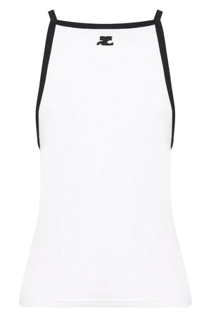 COURREGES RTW CONTRAST RIB TANK TOP | WHITE/BLACK