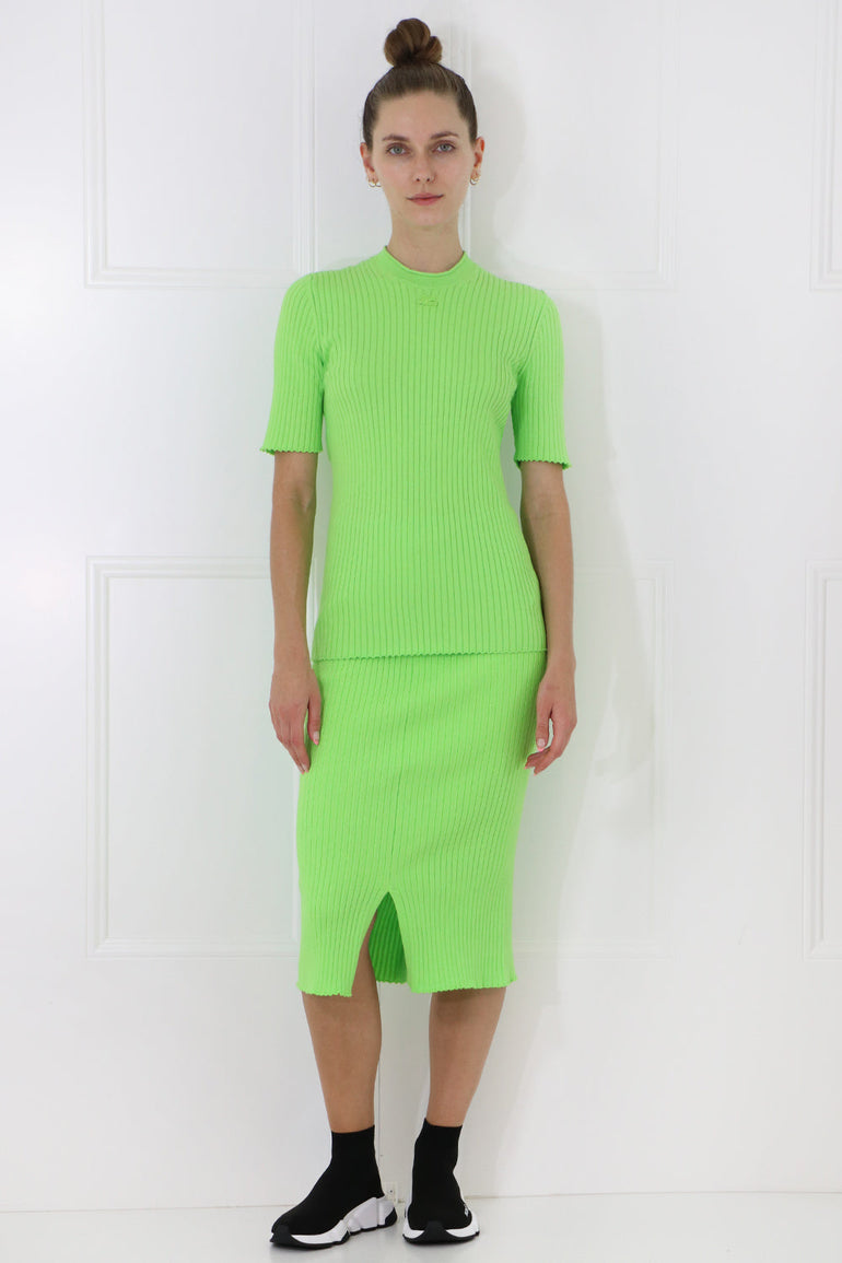 COURREGES RTW RIB KNIT S/S DAYGLOW GREEN