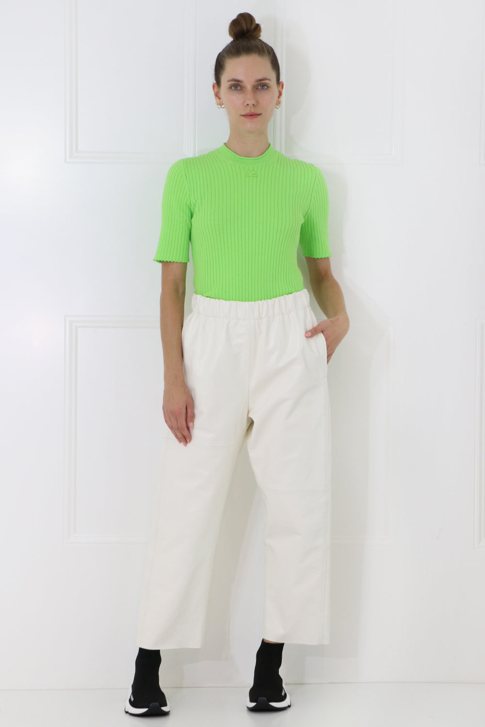 COURREGES RTW RIB KNIT S/S DAYGLOW GREEN