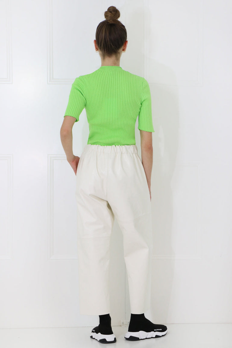 COURREGES RTW RIB KNIT S/S DAYGLOW GREEN