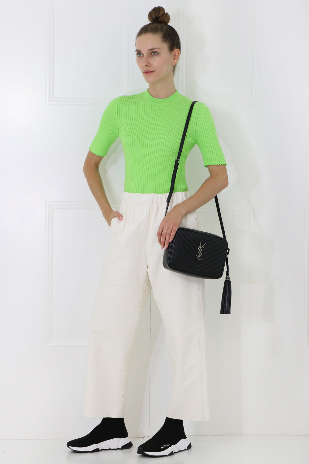 COURREGES RTW RIB KNIT S/S DAYGLOW GREEN