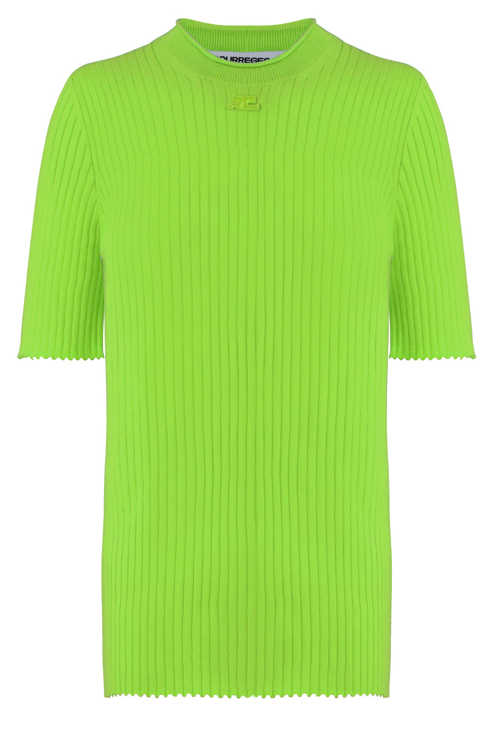 COURREGES RTW RIB KNIT S/S DAYGLOW GREEN