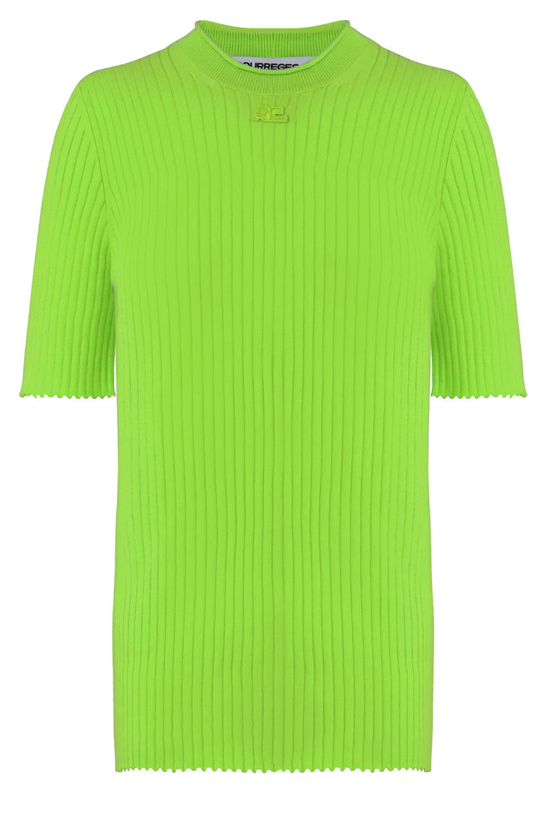 COURREGES RTW RIB KNIT S/S DAYGLOW GREEN