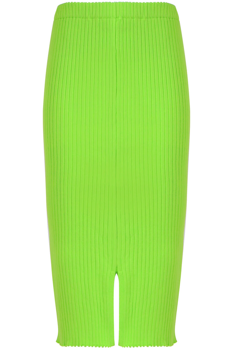 COURREGES RTW RIB KNIT SKIRT WITH SPLIT DAYGLOW GREEN