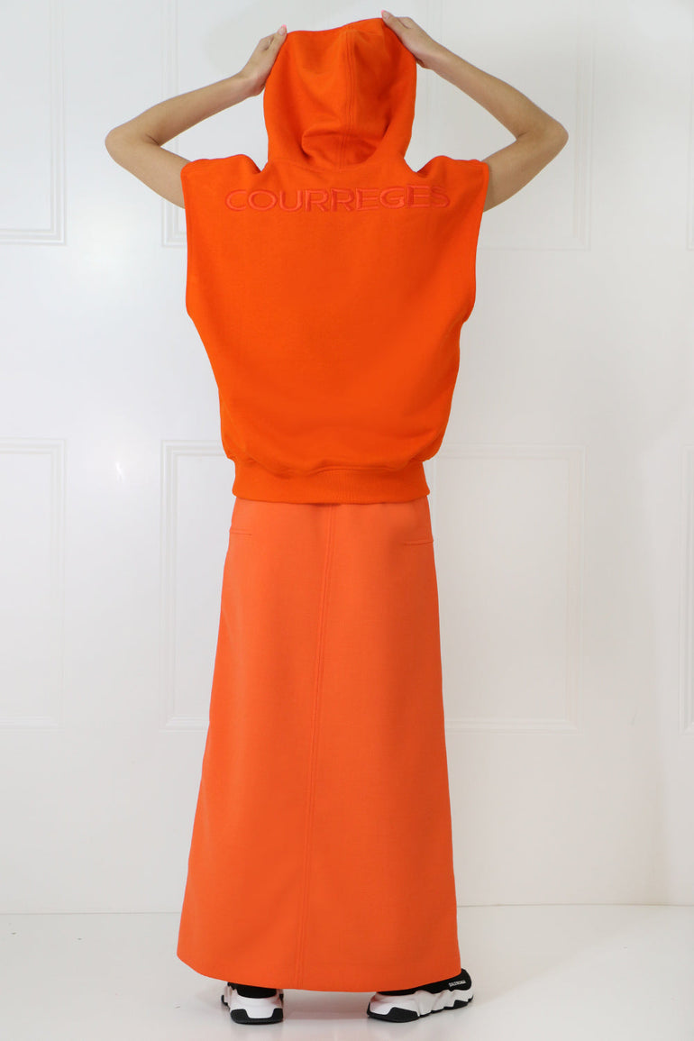 COURREGES RTW SLEEVELESS HOODED SWEATER ORANGE
