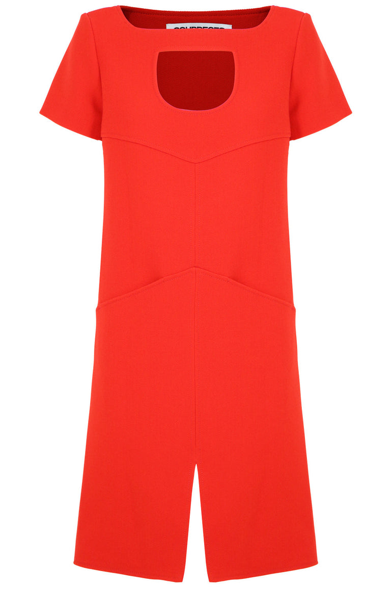 COURREGES RTW TAILORED MINI DRESS WITH NECK CUTOUT RED