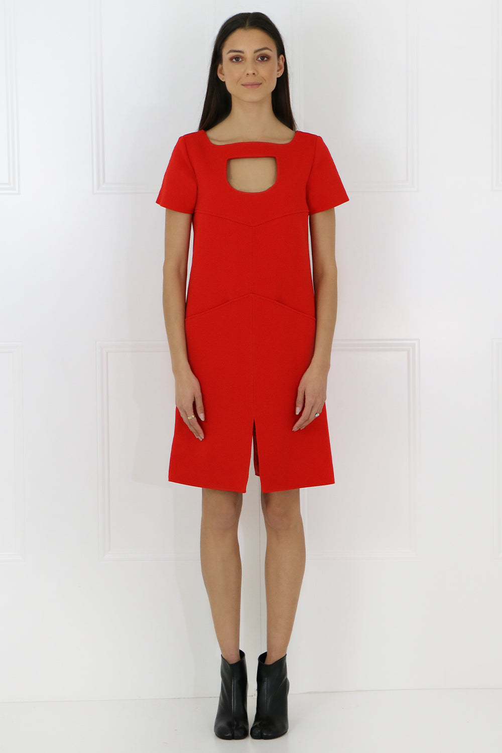 COURREGES RTW TAILORED MINI DRESS WITH NECK CUTOUT RED