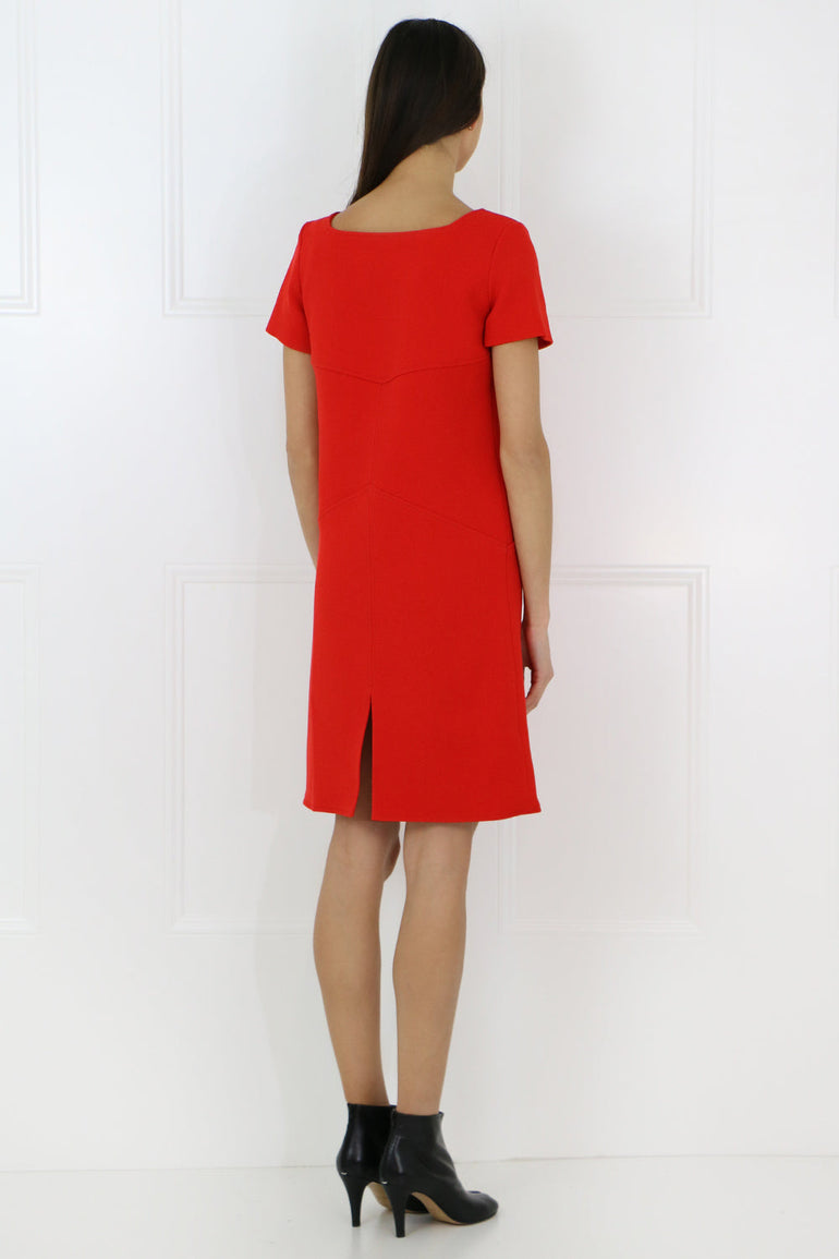 COURREGES RTW TAILORED MINI DRESS WITH NECK CUTOUT RED