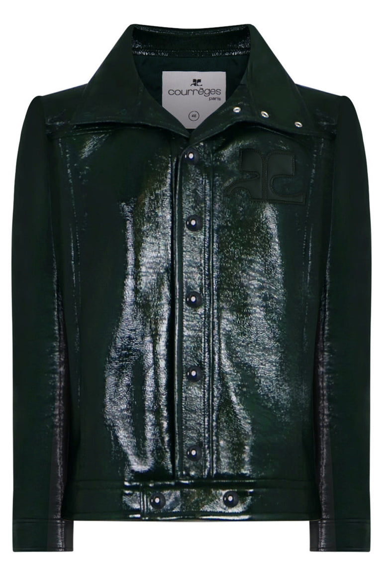 COURREGES RTW VINYL JACKET WITH TONAL LOGO | DARK GREEN