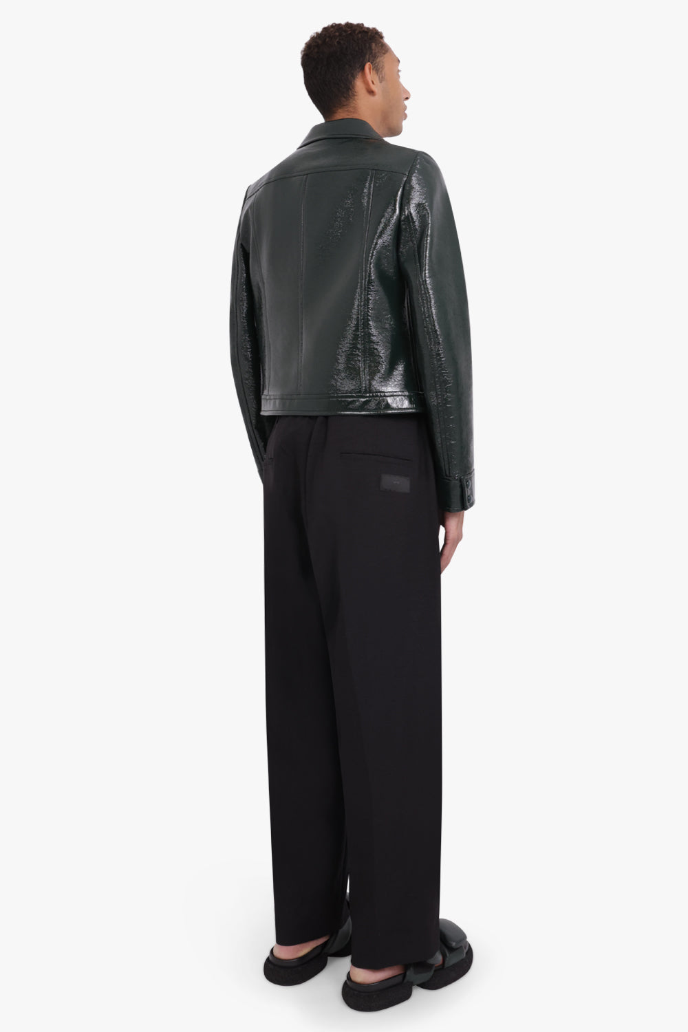 COURREGES RTW VINYL JACKET WITH TONAL LOGO | DARK GREEN