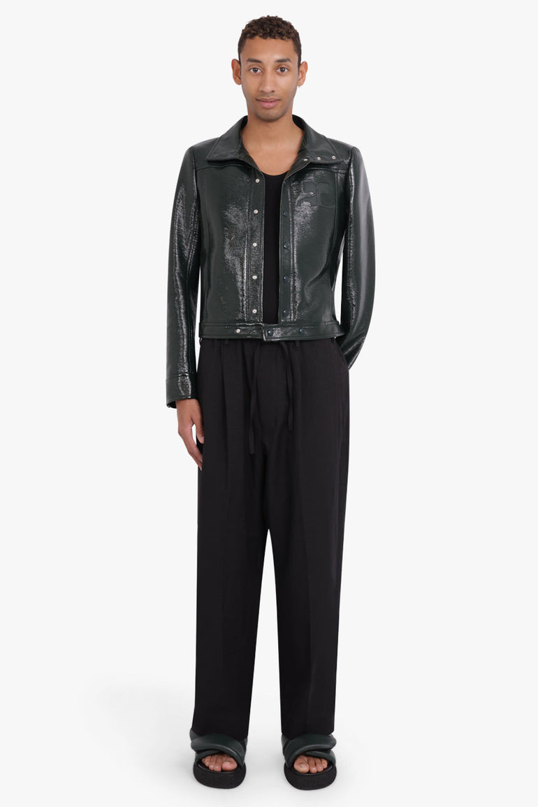 COURREGES RTW VINYL JACKET WITH TONAL LOGO | DARK GREEN