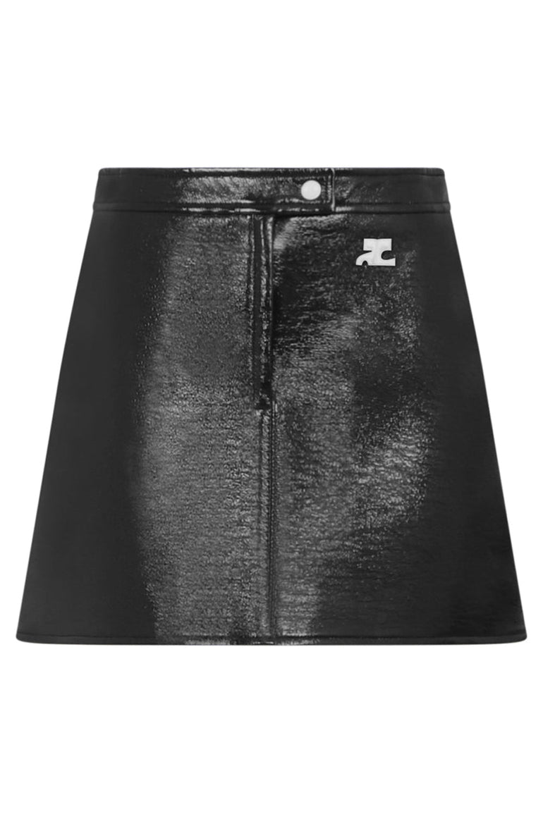 COURREGES RTW VINYL LOGO MINI SKIRT | BLACK