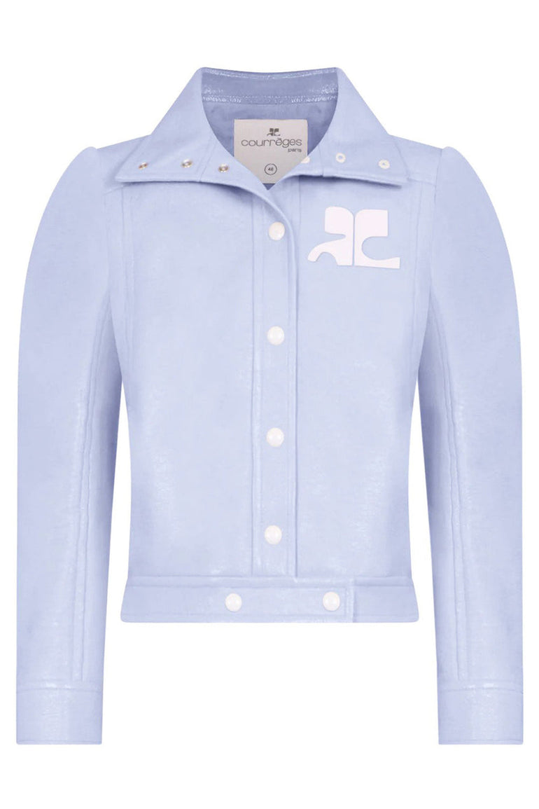 COURREGES RTW VINYL RE-EDITION LOGO JACKET | LIGHT BLUE