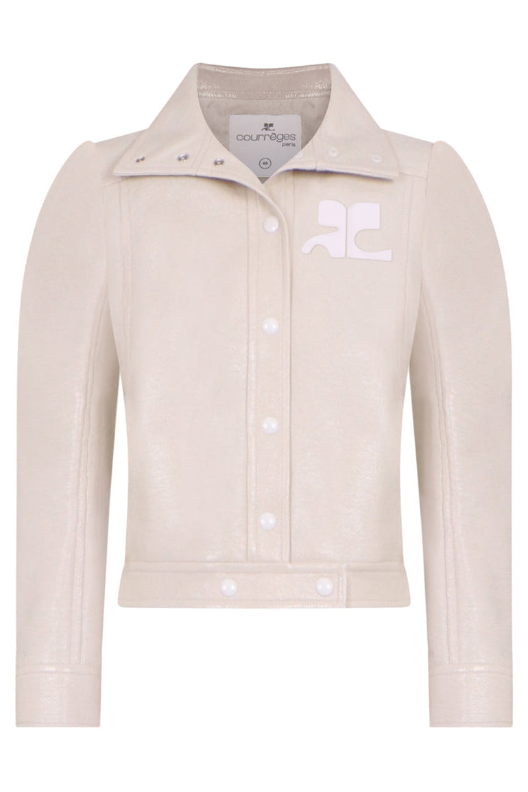 COURREGES RTW VINYL RE-EDITION LOGO JACKET | OFF WHITE