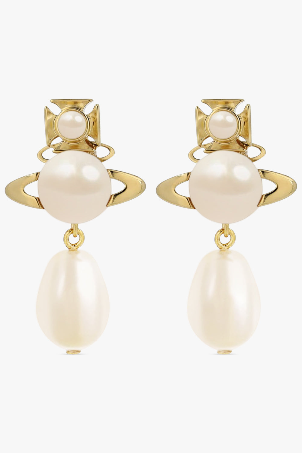 VIVIENNE WESTWOOD JEWELLERY GOLD / White/Gold Inass Earrings | White/Gold