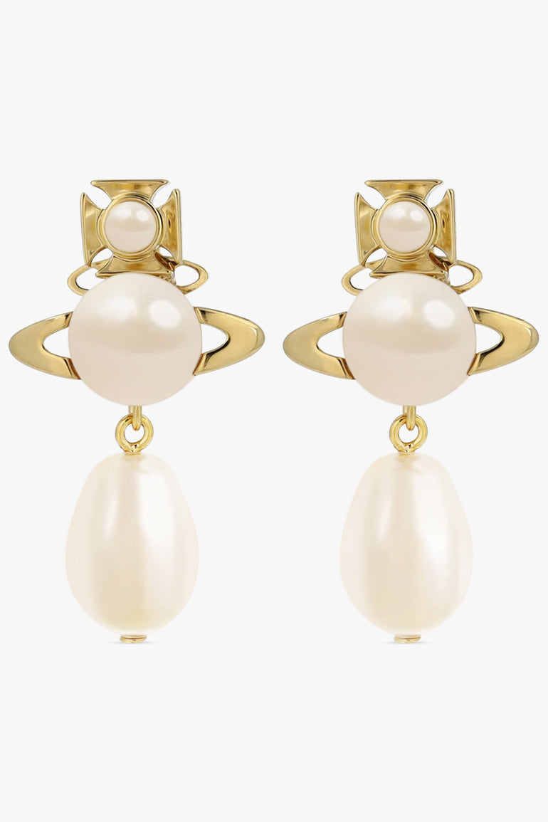VIVIENNE WESTWOOD JEWELLERY GOLD / White/Gold Inass Earrings | White/Gold