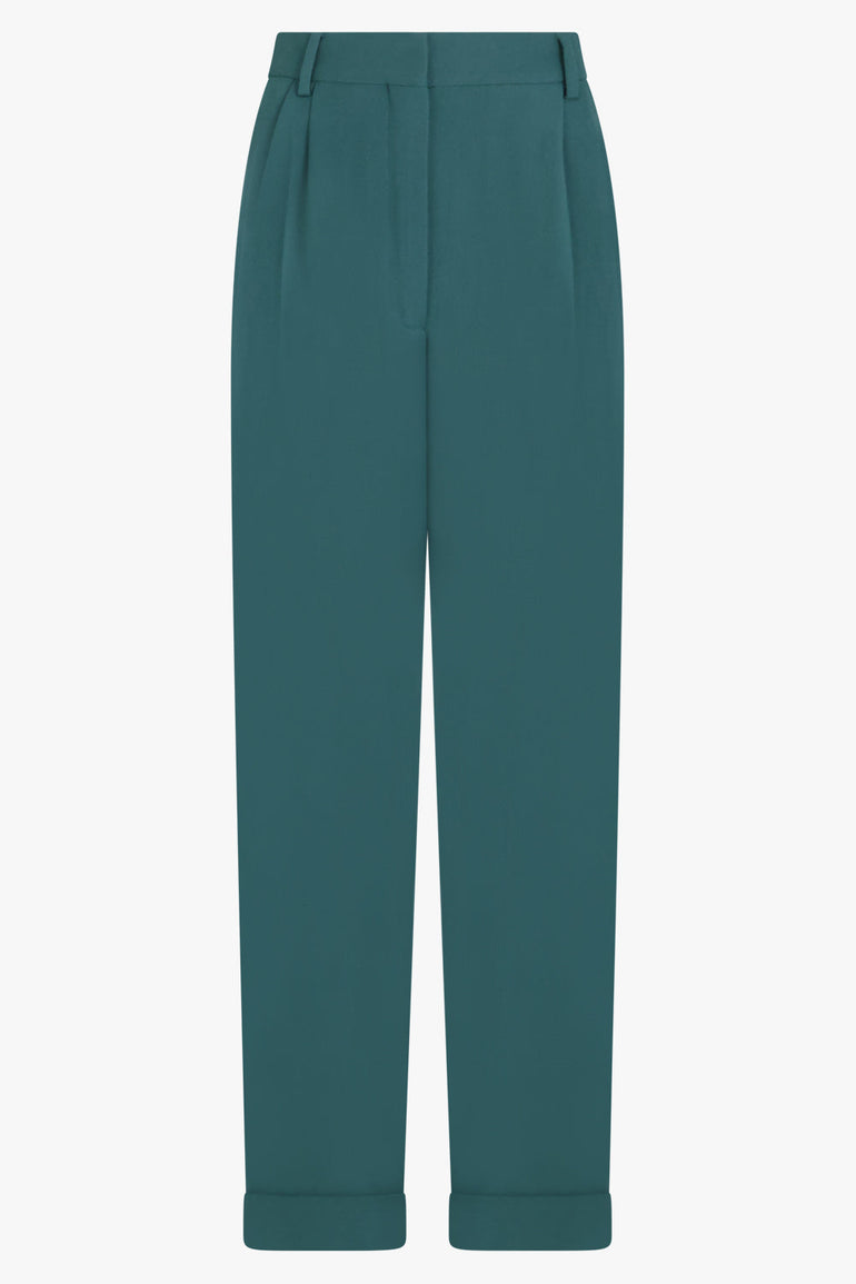DRIES VAN NOTEN RTW Pleated Wool Pants | Malachite