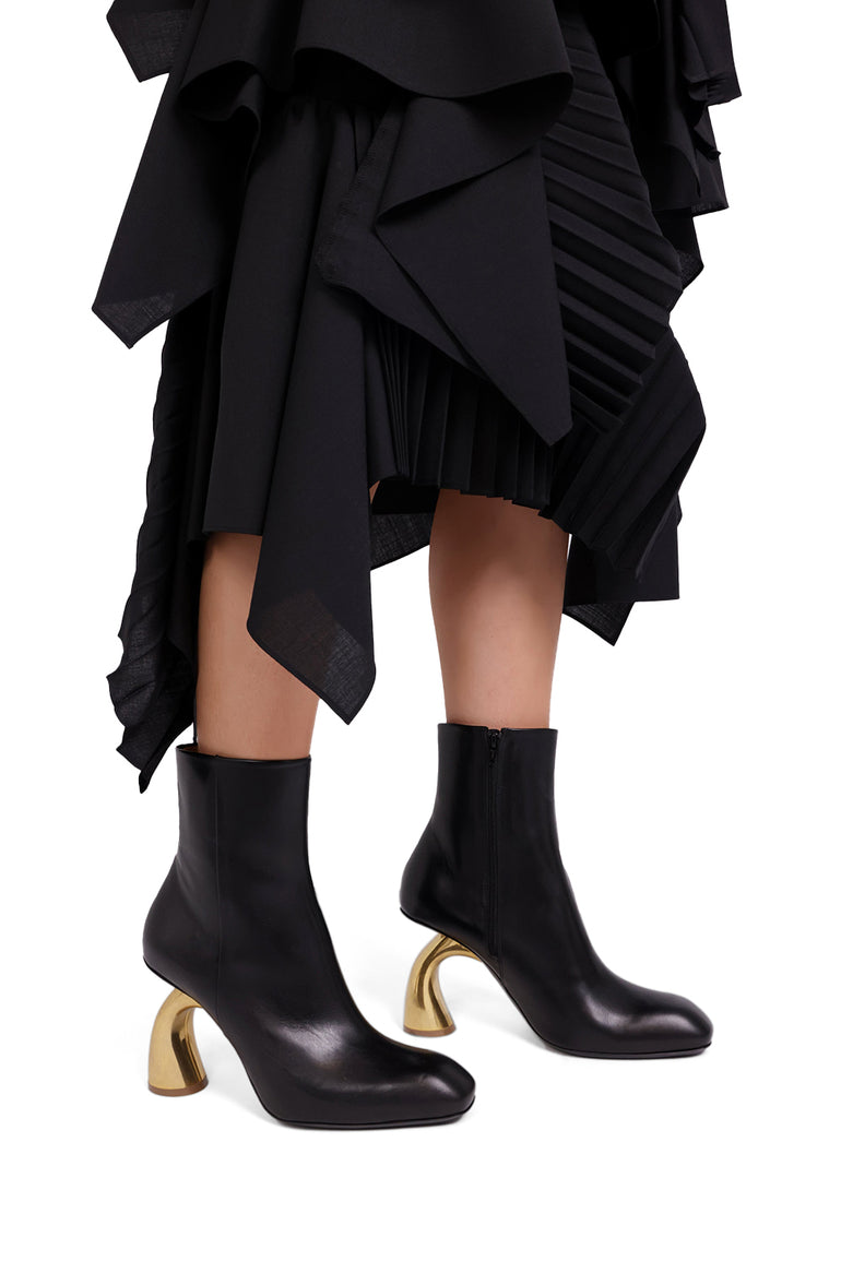 DRIES VAN NOTEN SHOES Sculptured Heeled Boot | Black/Gold