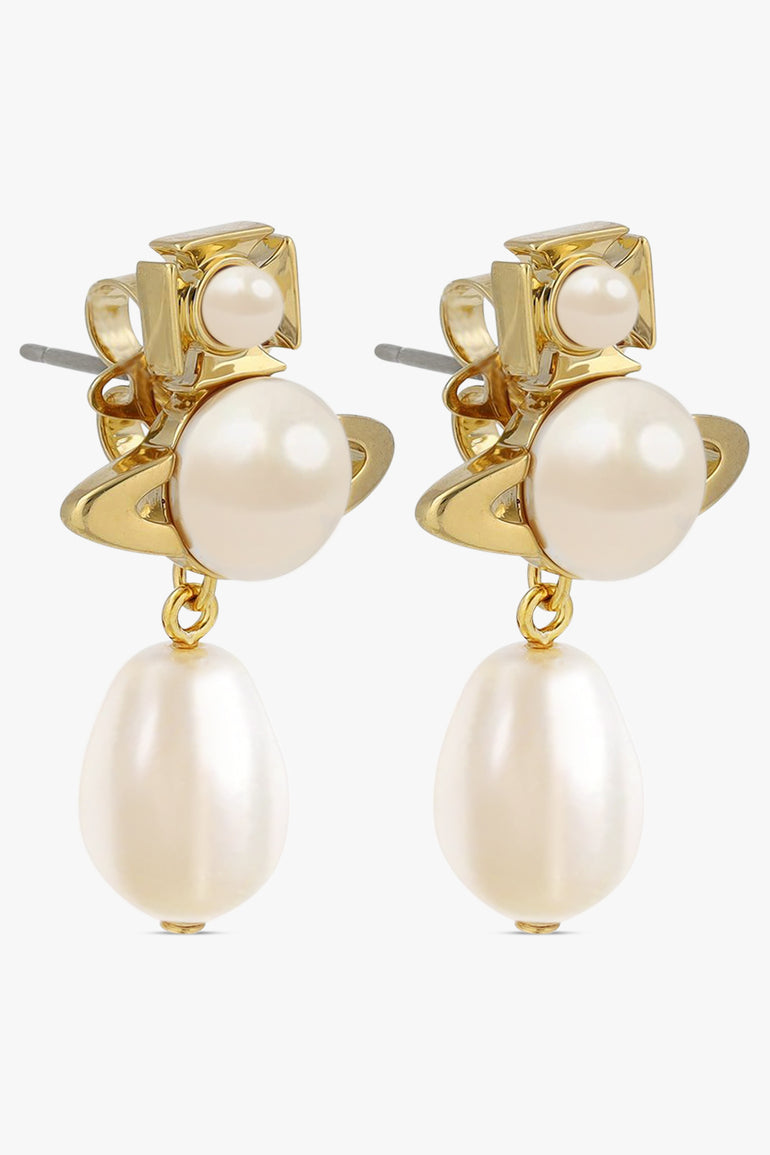 VIVIENNE WESTWOOD JEWELLERY GOLD / White/Gold Inass Earrings | White/Gold