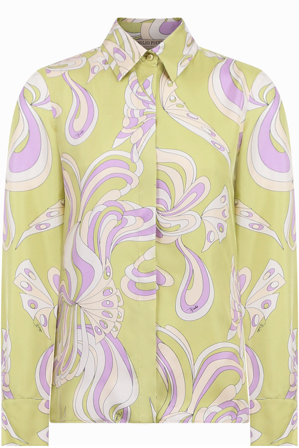 EMILIO PUCCI RTW FARFELLE PRINT BLOUSE L/S GREEN