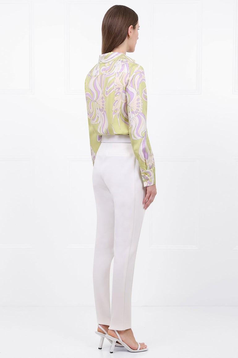 EMILIO PUCCI RTW FARFELLE PRINT BLOUSE L/S GREEN